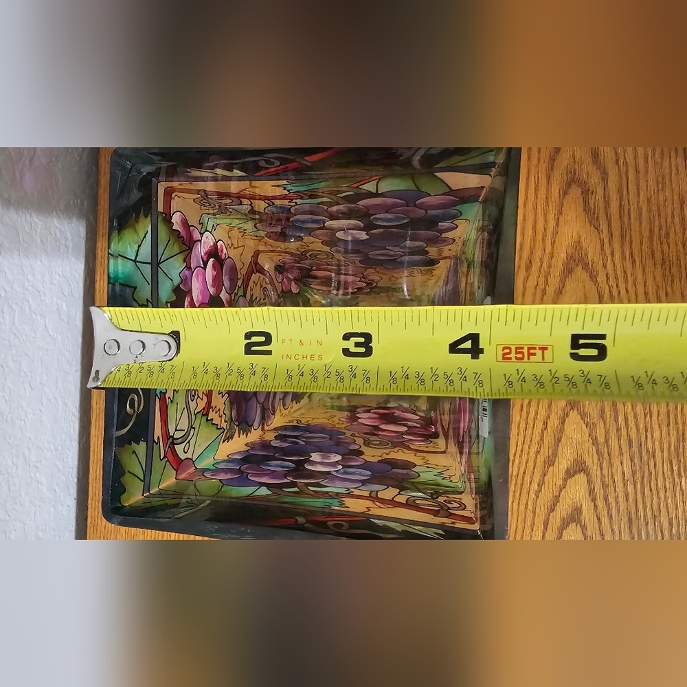 AMIA Studios • Hand Paint Glass Vase Grape Vines 10” - Picture 7 of 9